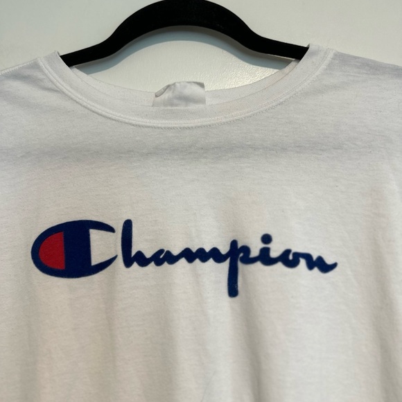 Champion 90s Mens XL White Felt Logo Applique Short Sleeve Casual Grunge. - Picture 11 of 13